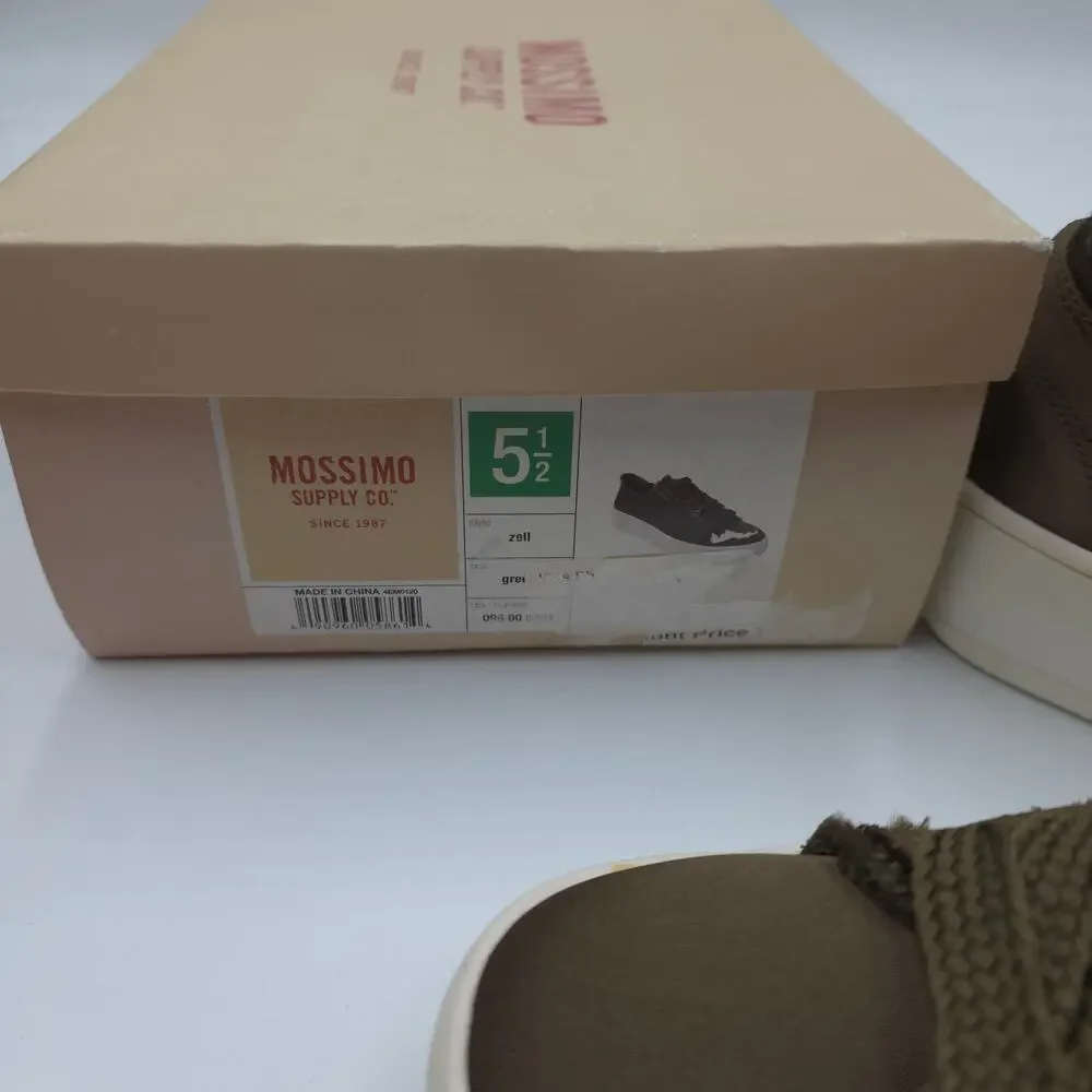 Mossimo Olive Green Frayed Canvas Platform Sneakers Size 5.5
